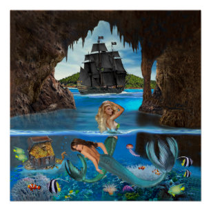 POSTER SIRÈNES DE LA GROTTE PIRATE