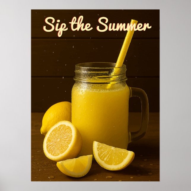Poster Sirotez l'été - Rafraîchir jus de citron Mason Jar (Devant)