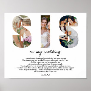 Poster Sis personnalisé sur ma soeur mariage de la mariée