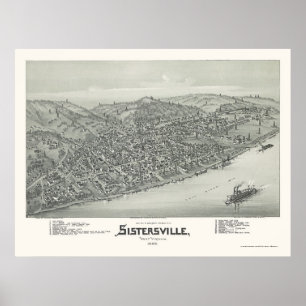 Poster Sistersville, WV Carte panoramique - 1896
