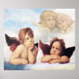 Poster Sistine Madonna 2 Anges par Raphael