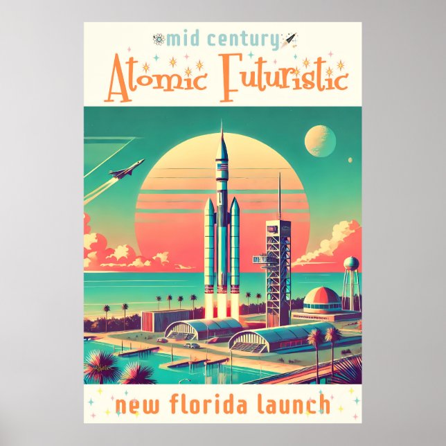 Poster Site de lancement futuriste atomique de la Nouvell (Devant)