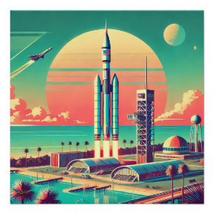 Poster Site de lancement New Florida Futuriste Atomique