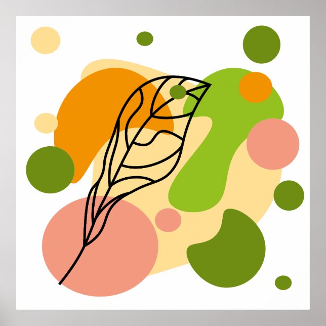 Poster Sites abstraits intéressants avec feuilles (Devant)