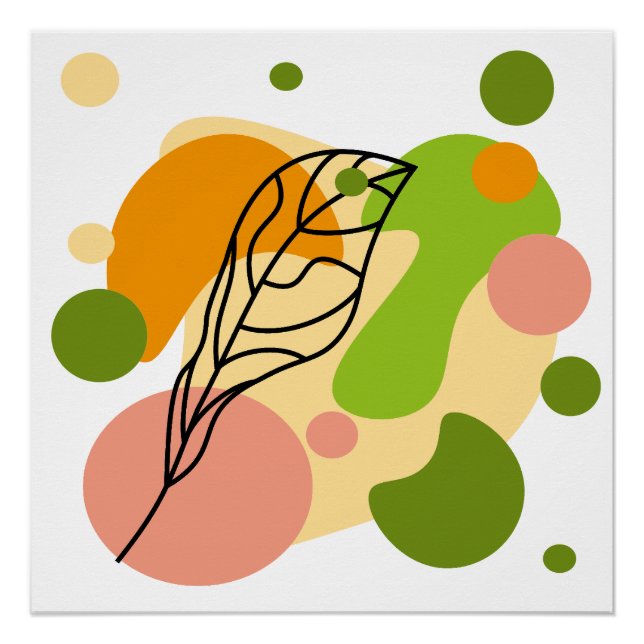 Poster Sites abstraits intéressants avec feuilles (Devant)