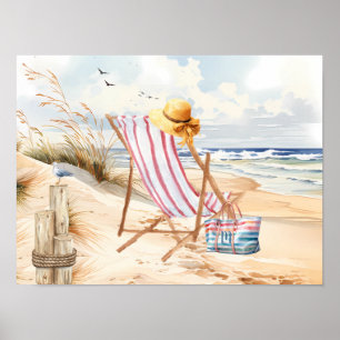 Poster Situé au bord du monogramme Sea Beach