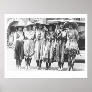 Poster Six cowgirls à Cheyenne Frontier Days.