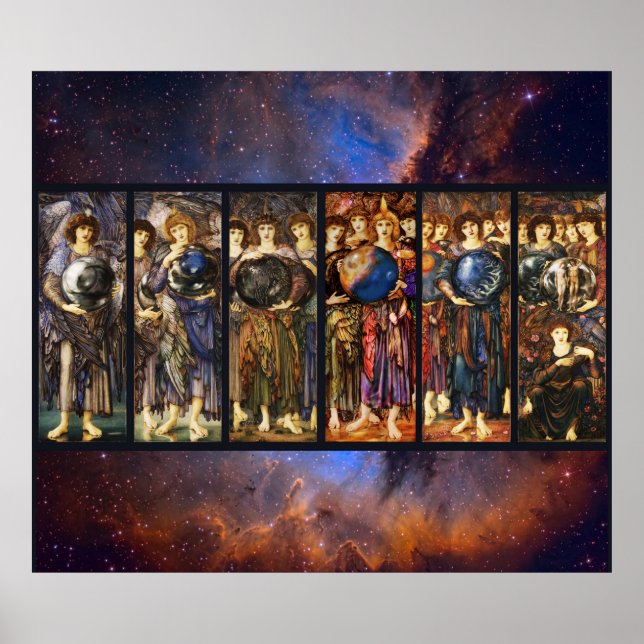 Poster SIX JOURS D'ANGES DE CRÉATION par Edward Burne Jon (Devant)