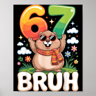Poster Six Seven 67 Bruh Groundhog Drôle 6 7 Meme Garçons