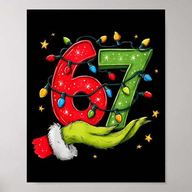 Poster Six Seven 67 Christmas Lights Hand Signs Elf Light (Devant)