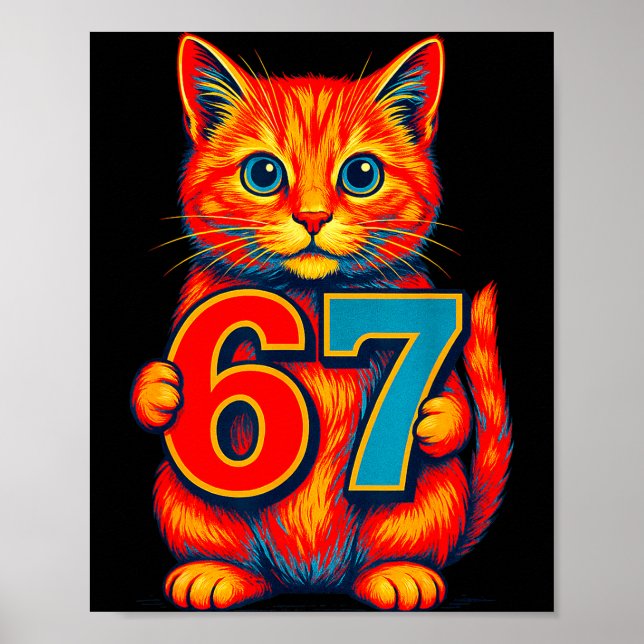 Poster Six Seven 67 Meme 6 7 Cat Youth Boy Girl  (Devant)