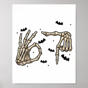 Poster Six Seven 6 7 Mème 67 Main de squelette Costume Ha