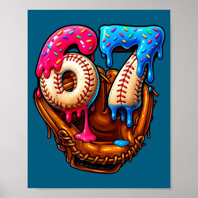 Poster Six Seven Baseball Candy Drip 6-7 Meme  (Devant)