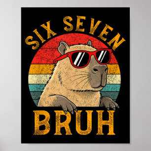 Poster Six Seven Bruh 67 Mème Drôle Capybara Viral Six Se