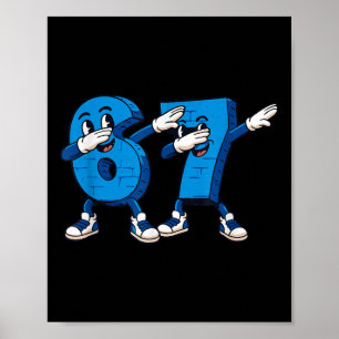 Poster Six Seven Dabbing Cool Meme 67 Drôle Numéro de Dab