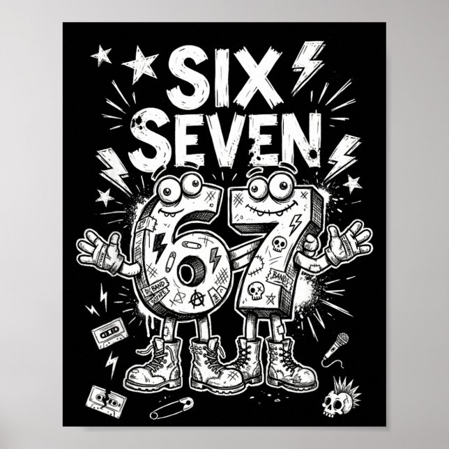 Poster Six Seven Gen Alpha Brain Rot Meme Funny Viral Tre (Devant)