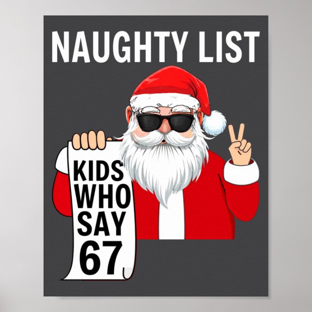 Poster Six Seven Meme Funny Christmas Naughty List Kids W (Devant)