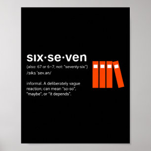 Poster Six Seven Mème Lecteur de livre amusant 6-7 Drôle
