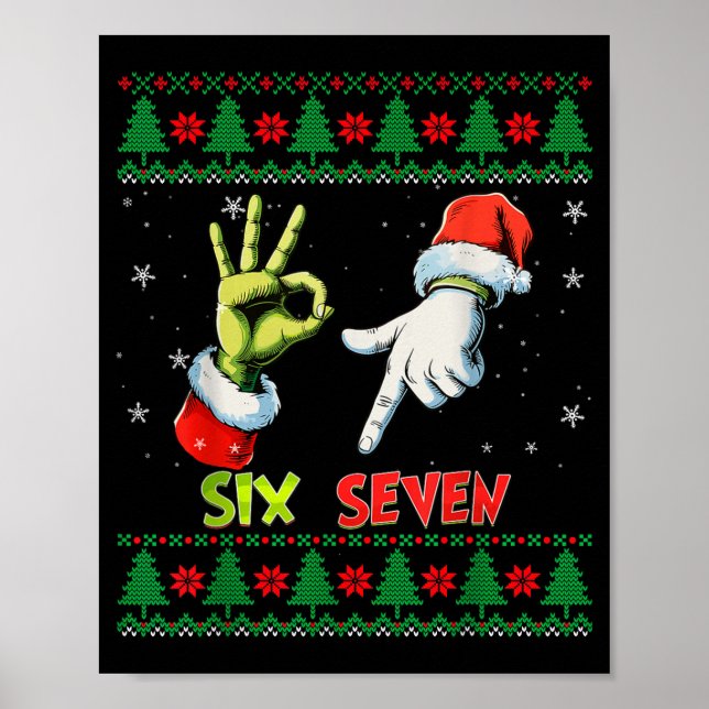 Poster Six Seven Skeleton Meme Christmas Ugly Sweater 67  (Devant)