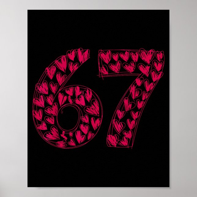 Poster Six Seven Viral Sketch Heart 67 Cute Valentine Sch (Devant)