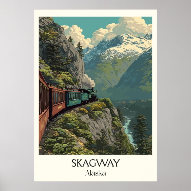 Poster Skagway Alaska White Pass Railway (Devant)
