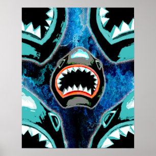 Poster Skark Mania Drôle Illustration de dessin animé