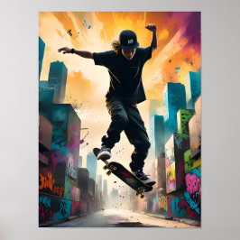Poster Skate en vol - Dynamic Mid-Air Trick