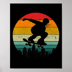 Poster Skate rétro en longboard faisant des tricks en pat