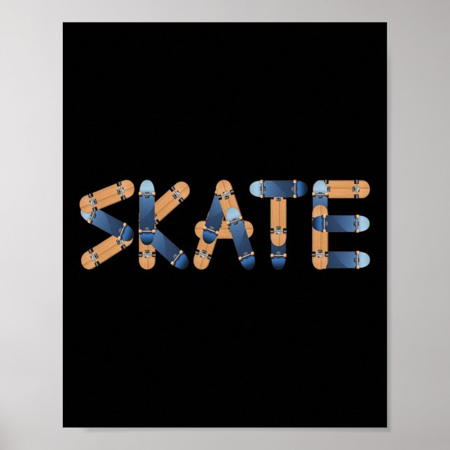 Poster Skate Skateboards Lettering Longsboards Skateboard (Devant)