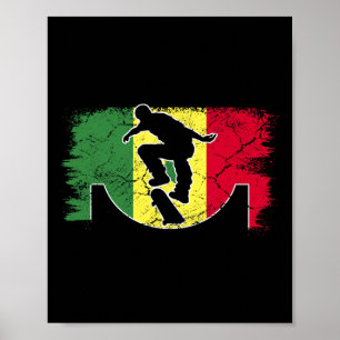 Poster Skateboard Drapeau Sénégalais Sénégal
