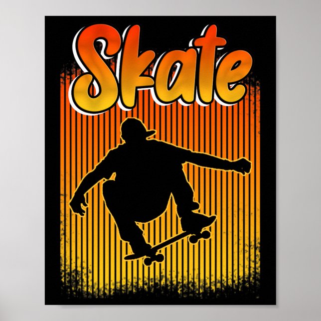 Poster Skateboard Skateboarding Retro Tee For Skateboarde (Devant)