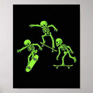 Poster Skateboard Skeletons Halloween Sketons Garçons Enf