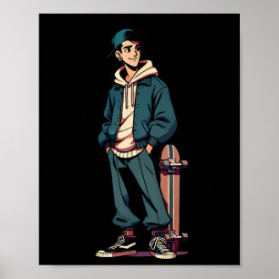 Poster Skater Boy – Conception Graphique Grunge Skateboar