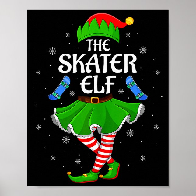 Poster Skater Elf Christmas Family Girls Women Elf Squad  (Devant)