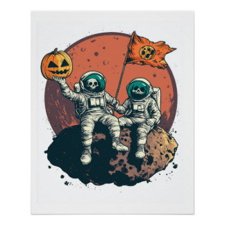 Poster Skeleton Astronaut Crew