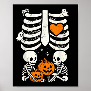 Poster Skeleton Baby Twins Halloween Grossesse Annonce