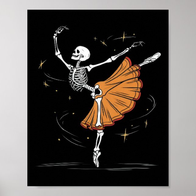 Poster Skeleton Ballerina Ballet Danse Halloween (Devant)