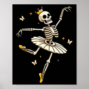 Poster Skeleton Ballerina Ballet Danse mignonne Halloween