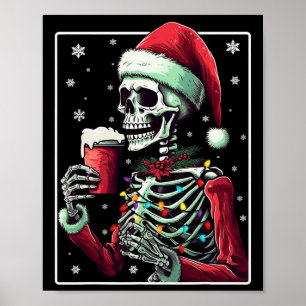Poster Skeleton Boire du cacao - Drôle Chocolat Chaud Noë