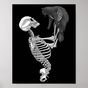 Poster Skeleton Cat Art For Men Femme Feline Costume Hall