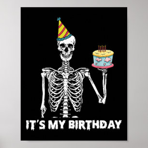 Poster Skeleton C'est ma fête d'anniversaire Halloween Bi