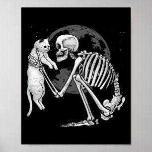 Poster Skeleton Chat Crâne Kitty mignonne Fantôme Hallowe