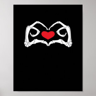 Poster Skeleton Coeur Et Mains Drôle