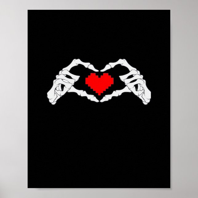 Poster Skeleton Coeur Et Mème Mains (Devant)