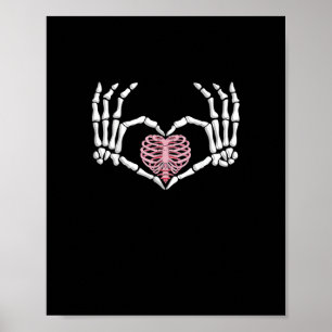 Poster Skeleton Coeur main drôle Halloween Femmes Hommes