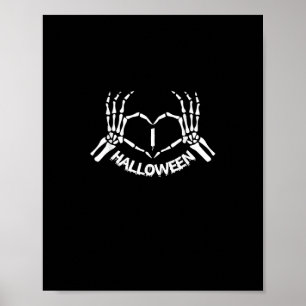 Poster Skeleton Coeur main Lazy Costume d'Halloween drôle