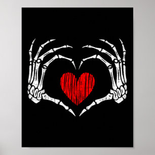Poster Skeleton Coeur main Valentines Jour Drôle Femmes E