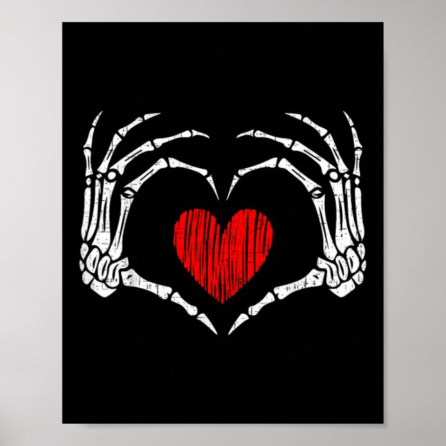 Poster Skeleton Coeur main Valentines Jour Drôle Femmes E (Devant)