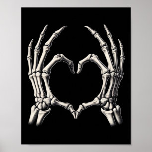 Poster Skeleton Coeur main Xray Retro Funny Halloween Cos