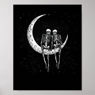 Poster Skeleton Couple Sur Lune Amusants Costume Hallowee